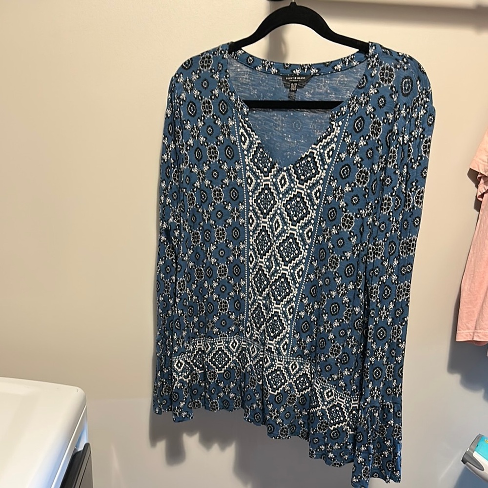 Lucky Brand Blue Asymmetrical Blouse